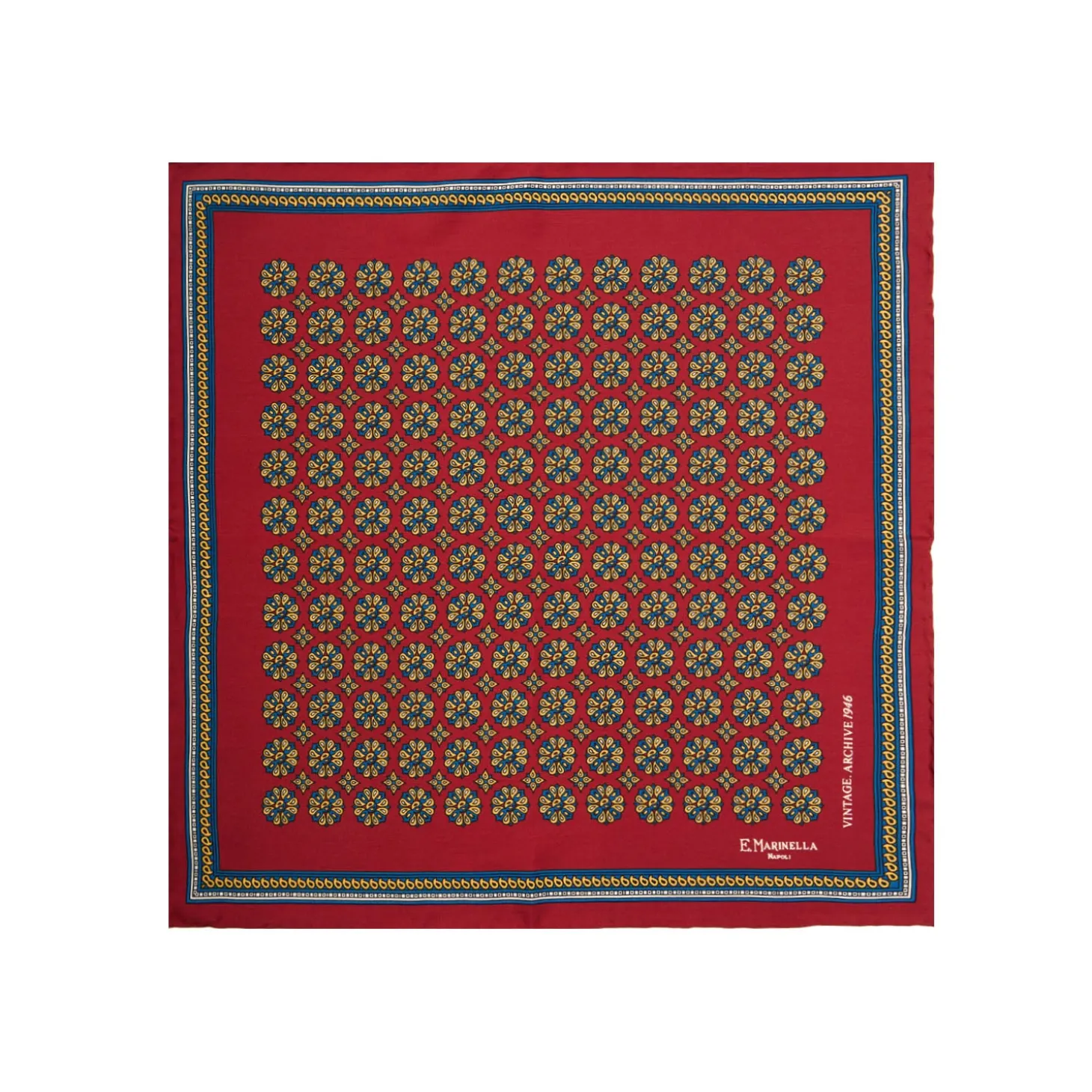 POCHETTE DA TASCHINO IN SETA STAMPATA A MANO BORDEAUX Fantasia archivio 1946
