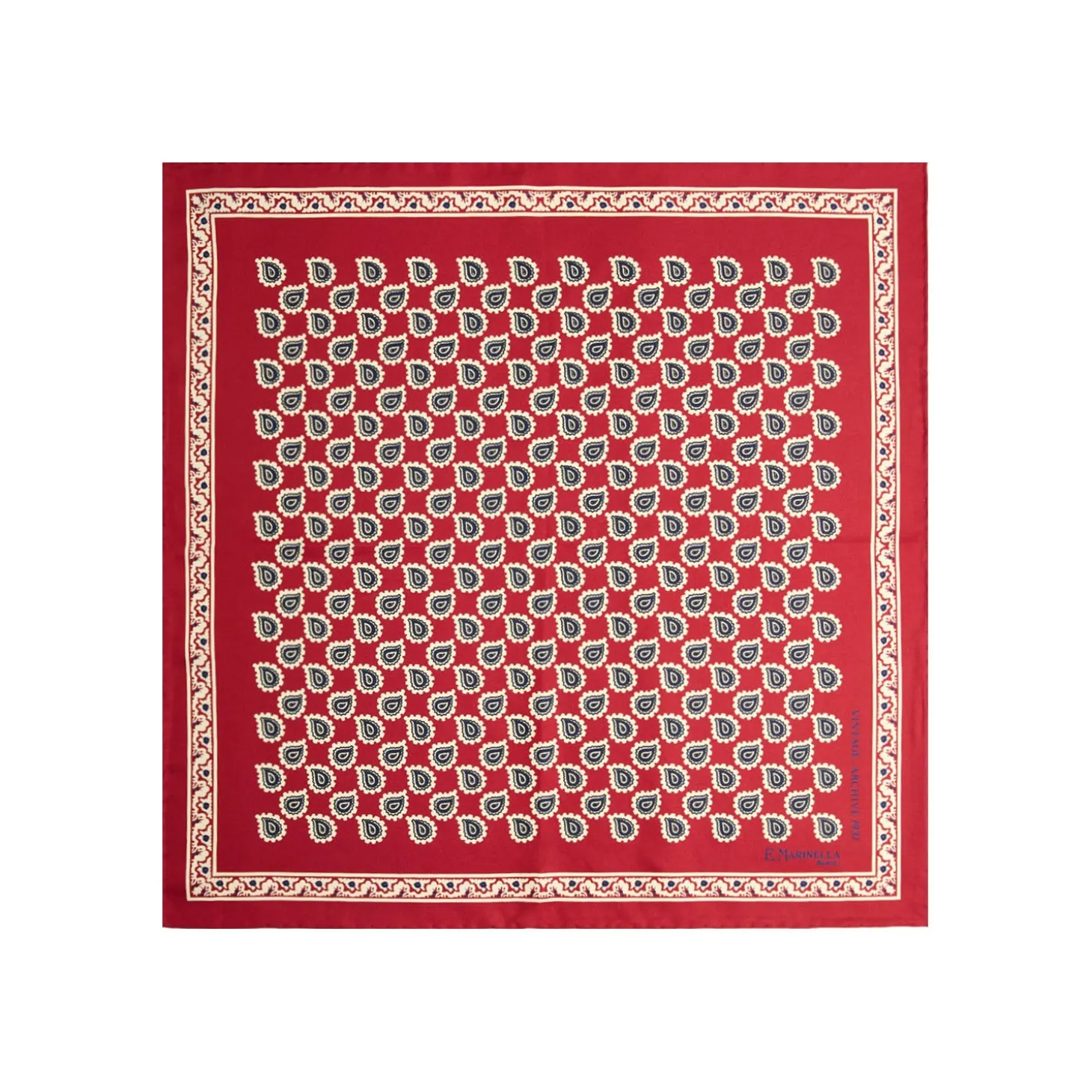 POCHETTE DA TASCHINO IN SETA STAMPATA A MANO BORDEAUX Fantasia archivio 1931