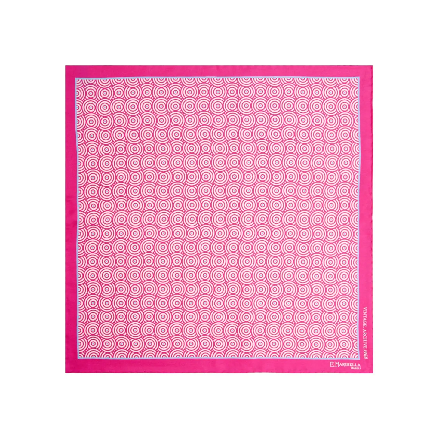 POCHETTE DA TASCHINO IN SETA STAMPATA A MANO FUCSIA Fantasia archivio 1968