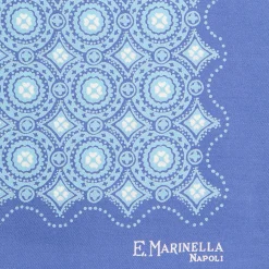 POCHETTE DA TASCHINO IN SETA STAMPATA A MANO AZZURRA Macrofantasia fiore