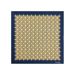POCHETTE DA TASCHINO IN SETA STAMPATA A MANO BLU SCURO Macrofantasia fiore