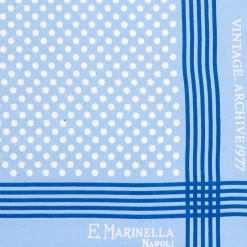 POCHETTE DA TASCHINO IN SETA STAMPATA A MANO BLU SCURO Pois
