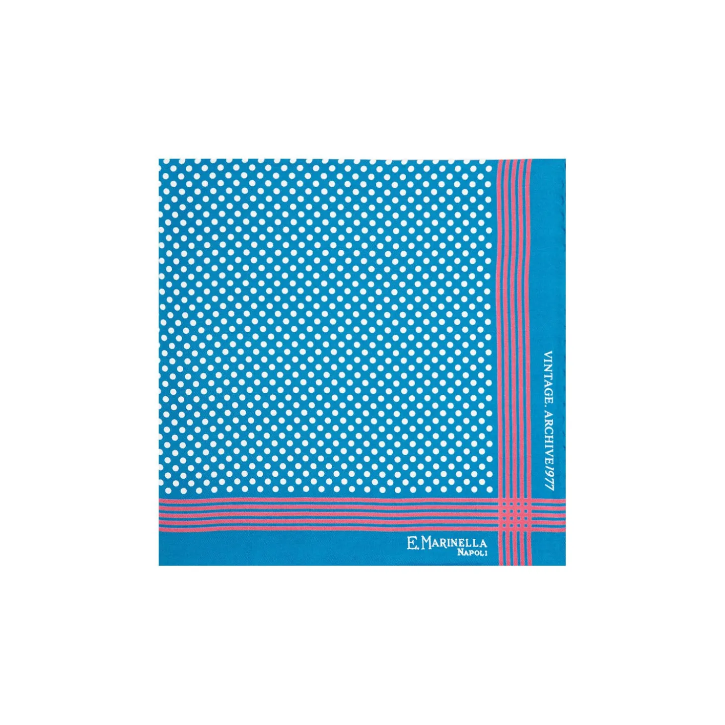 POCHETTE DA TASCHINO IN SETA STAMPATA A MANO BLU SCURO Pois