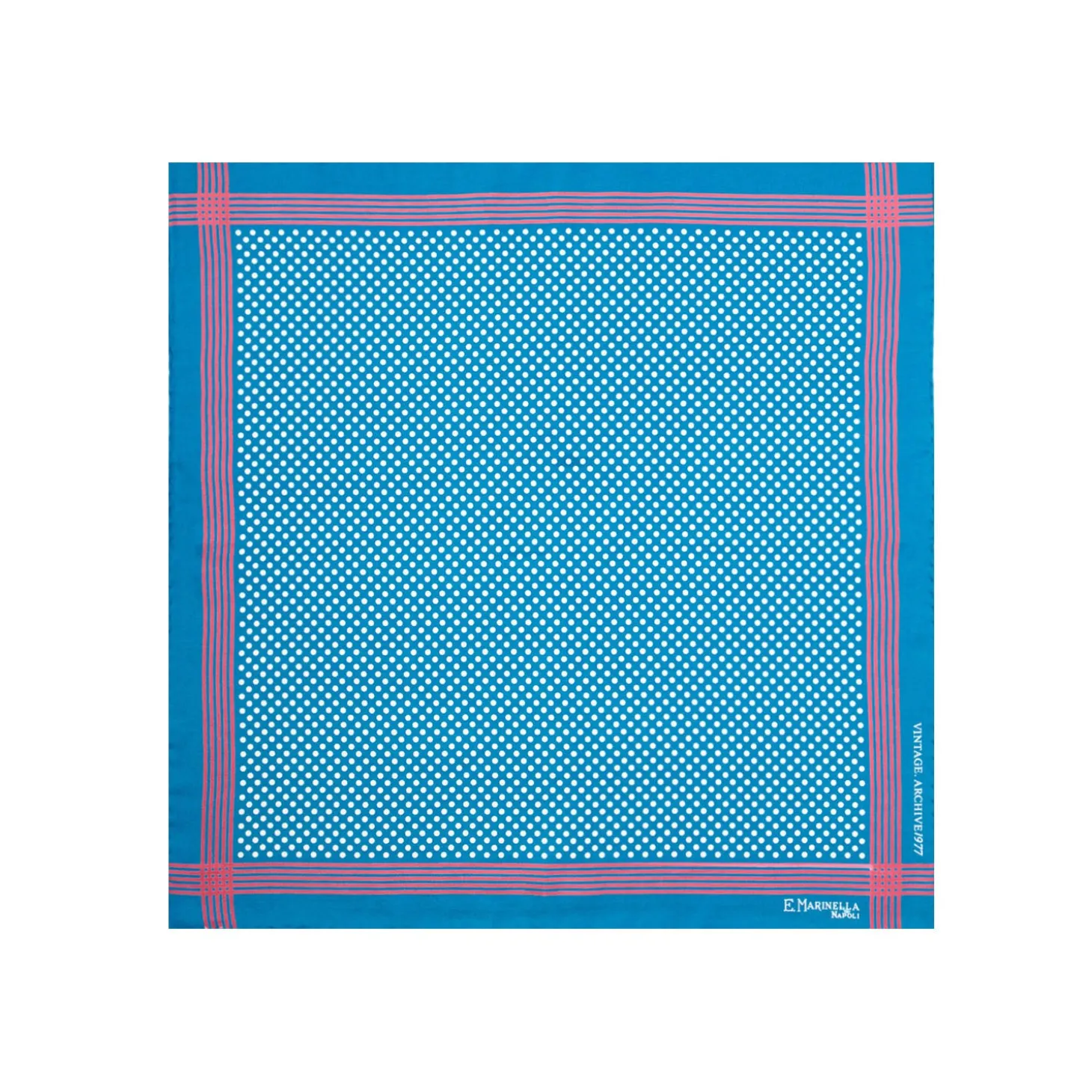 POCHETTE DA TASCHINO IN SETA STAMPATA A MANO BLU SCURO Pois