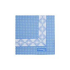 POCHETTE DA TASCHINO IN SETA STAMPATA A MANO BLU MEDIO Microfantasia fiore