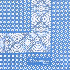 POCHETTE DA TASCHINO IN SETA STAMPATA A MANO BLU MEDIO Microfantasia fiore
