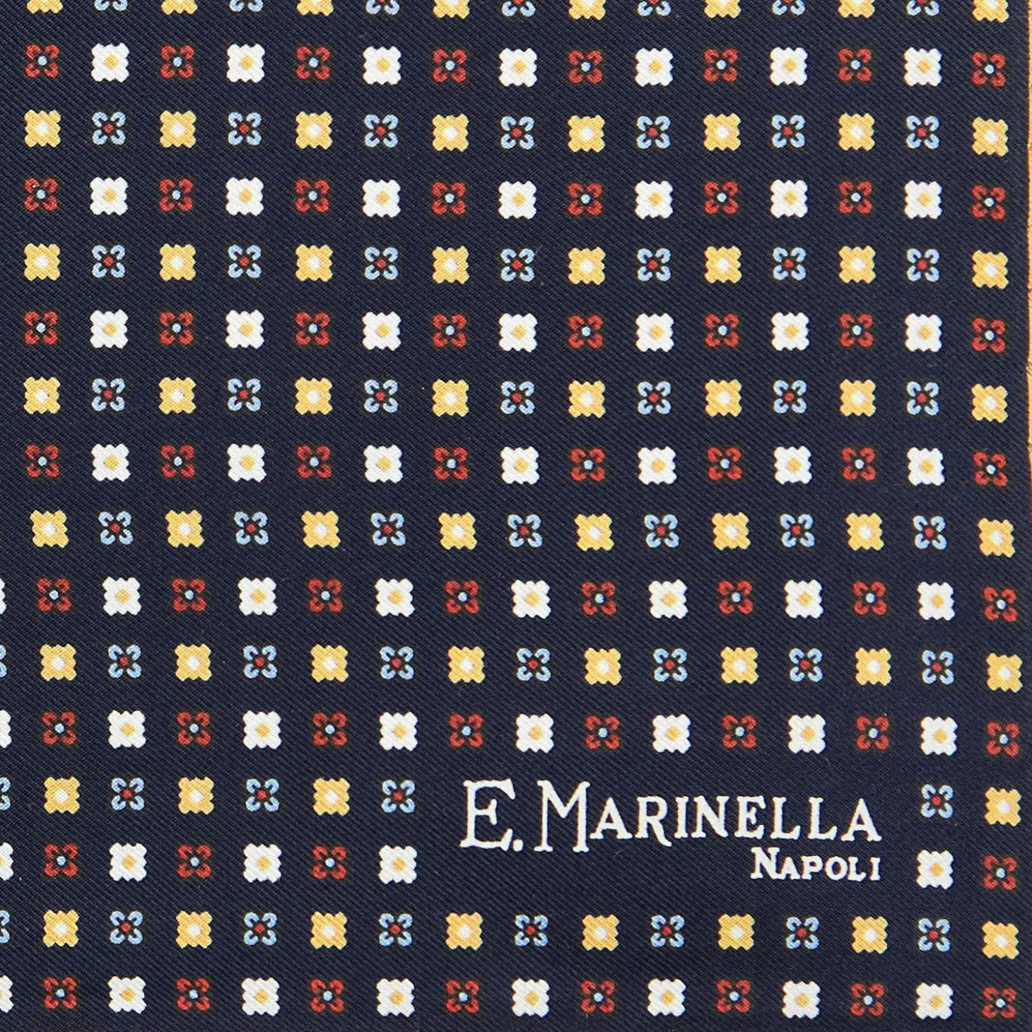 POCHETTE DA TASCHINO IN SETA STAMPATA A MANO BLU SCURO Microfantasia fiore