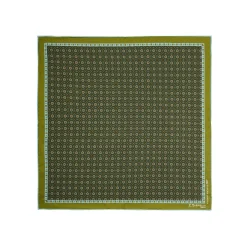 POCHETTE DA TASCHINO IN SETA STAMPATA A MANO VERDE OLIVA Fantasia archivio 1971