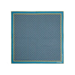 POCHETTE DA TASCHINO IN SETA STAMPATA A MANO BLU MEDIO Fantasia archivio 1971
