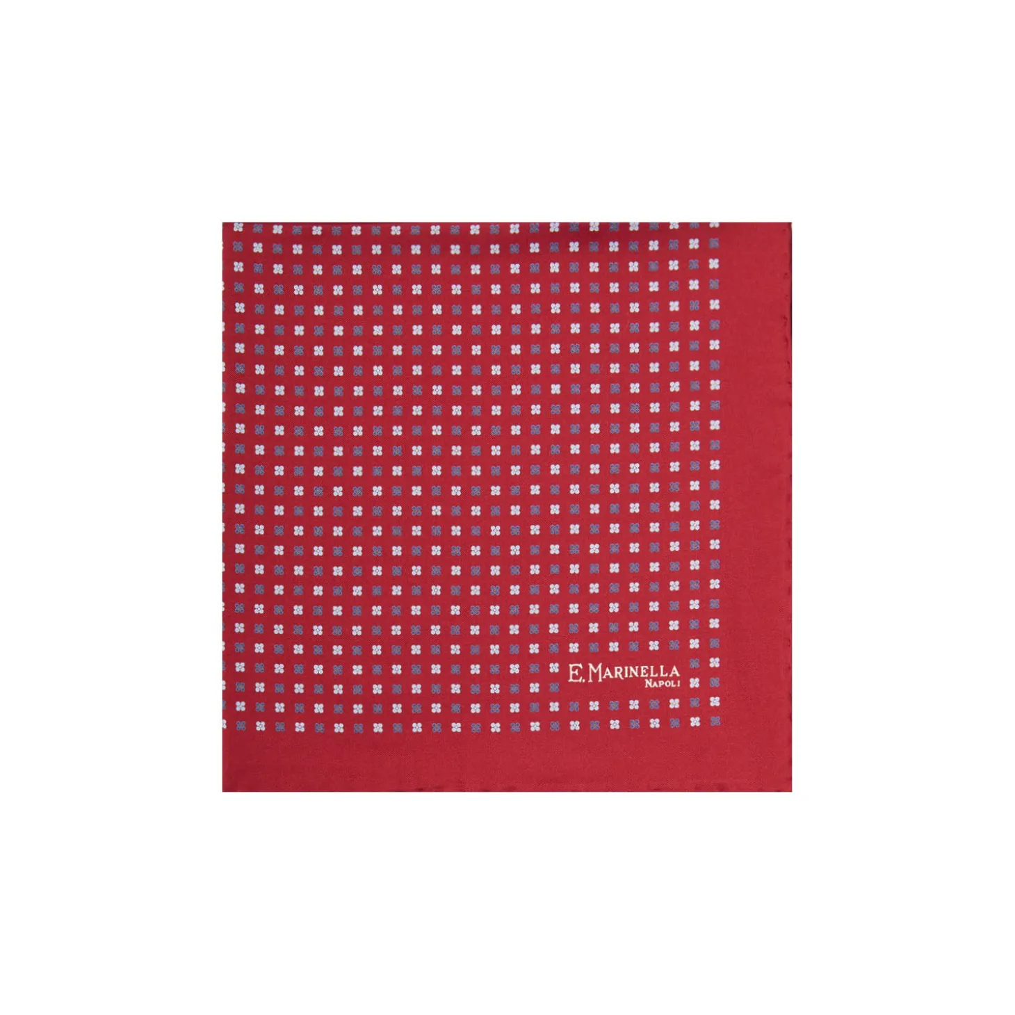 POCHETTE DA TASCHINO IN SETA STAMPATA A MANO BORDEAUX Microfantasia fiore