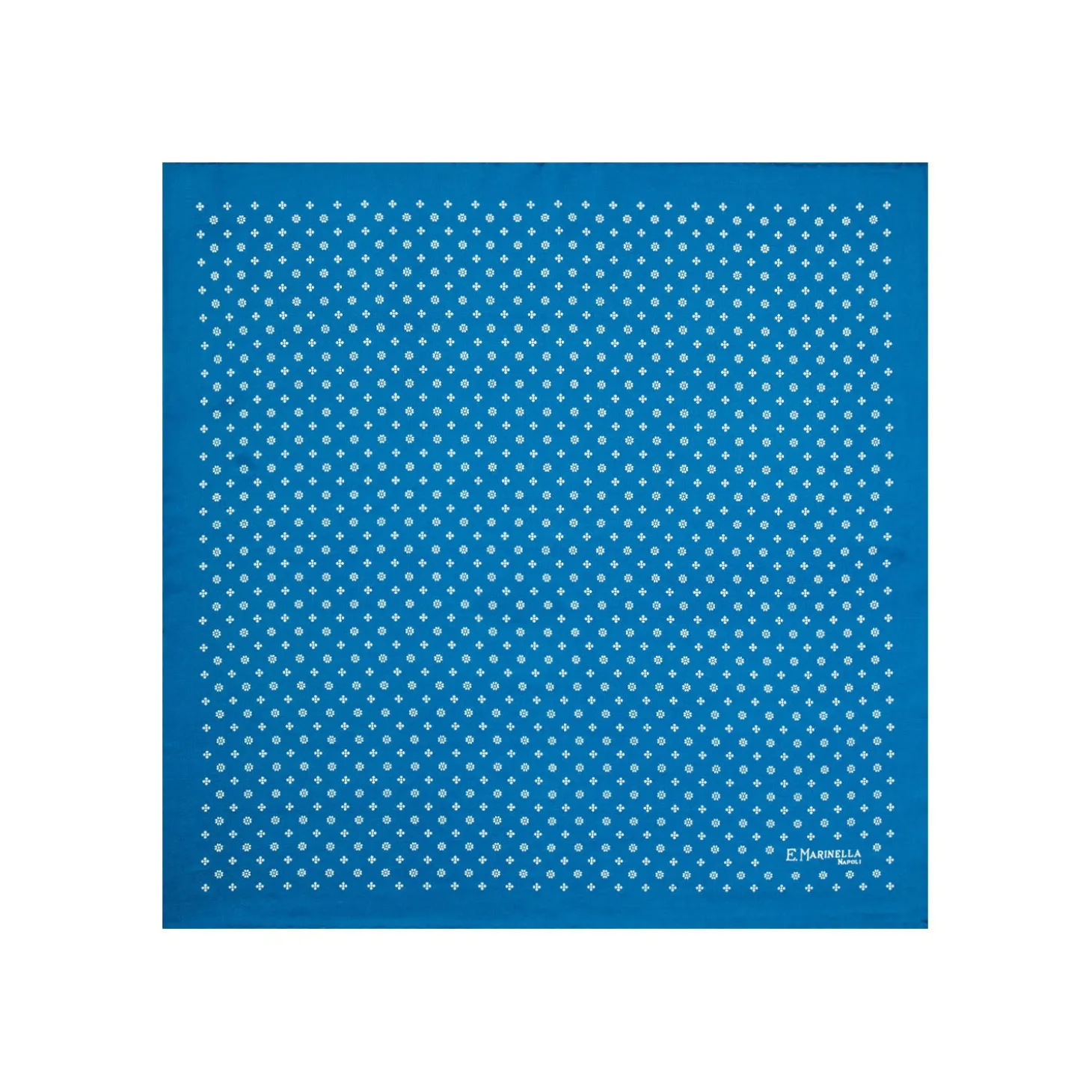 POCHETTE DA TASCHINO IN SETA STAMPATA A MANO BLU MEDIO Microfantasia fiore