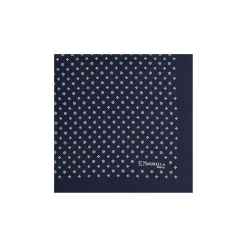 POCHETTE DA TASCHINO IN SETA STAMPATA A MANO BLU SCURO Microfantasia fiore