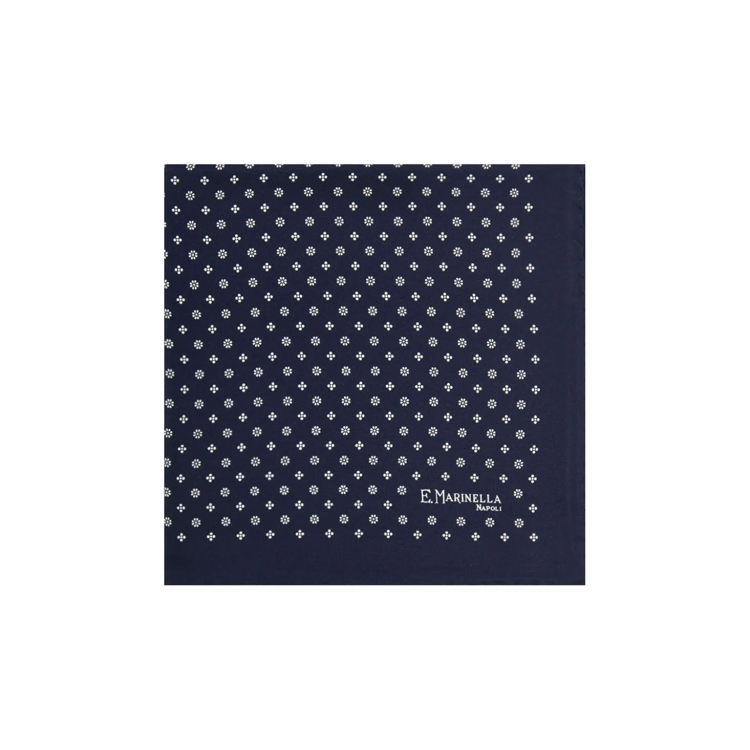 POCHETTE DA TASCHINO IN SETA STAMPATA A MANO BLU SCURO Microfantasia fiore