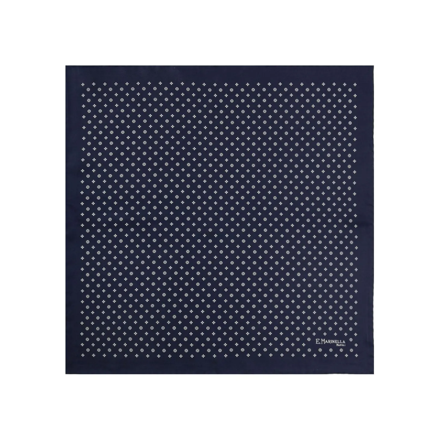 POCHETTE DA TASCHINO IN SETA STAMPATA A MANO BLU SCURO Microfantasia fiore