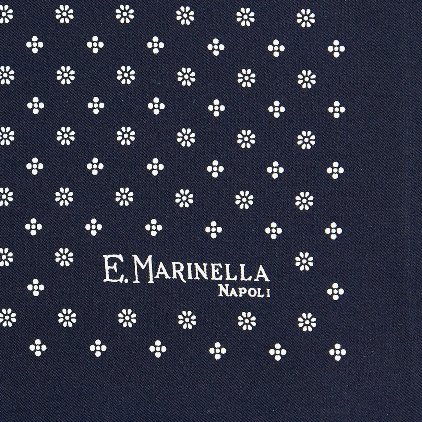 POCHETTE DA TASCHINO IN SETA STAMPATA A MANO BLU SCURO Microfantasia fiore