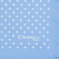 POCHETTE DA TASCHINO IN SETA STAMPATA A MANO AZZURRA Microfantasia fiore