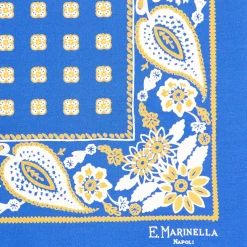 POCHETTE DA TASCHINO IN SETA STAMPATA A MANO BLU SCURO Microfantasia fiore