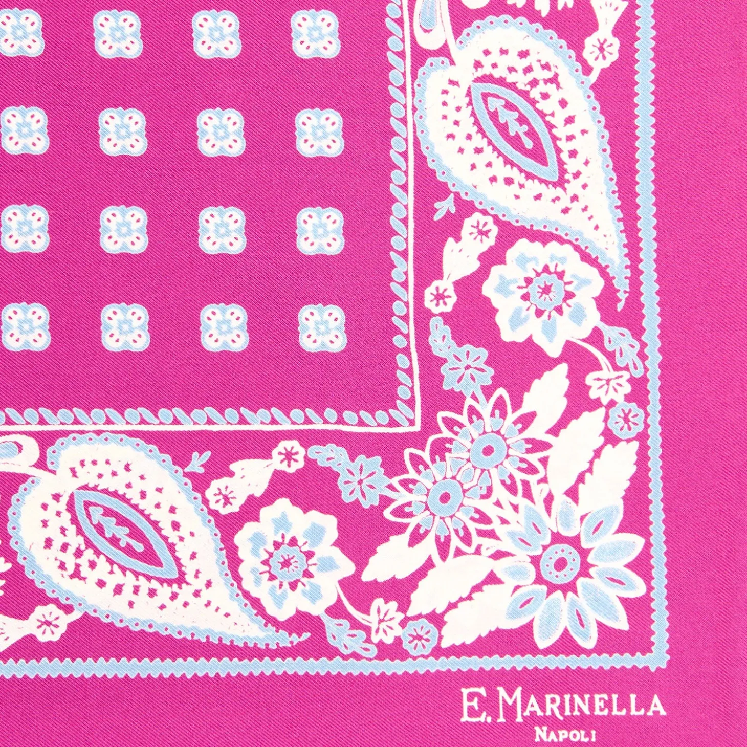 POCHETTE DA TASCHINO IN SETA STAMPATA A MANO FUCSIA Microfantasia fiore