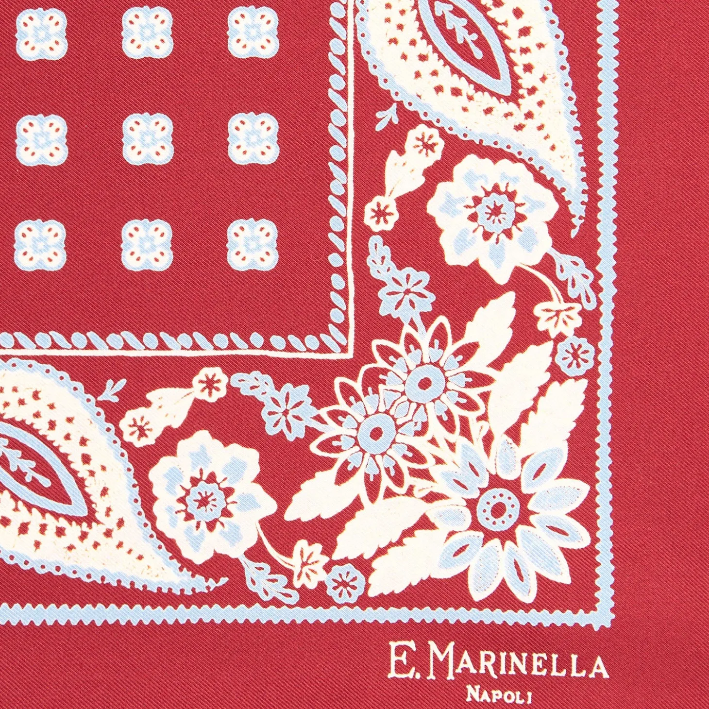POCHETTE DA TASCHINO IN SETA STAMPATA A MANO BORDEAUX Macrofantasia fiore