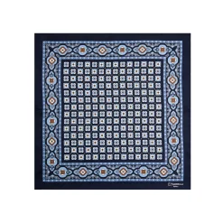 POCHETTE DA TASCHINO IN SETA STAMPATA A MANO BLU SCURO Microfantasia fiore