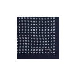 POCHETTE DA TASCHINO IN SETA STAMPATA A MANO BLU SCURO Microfantasia fiore