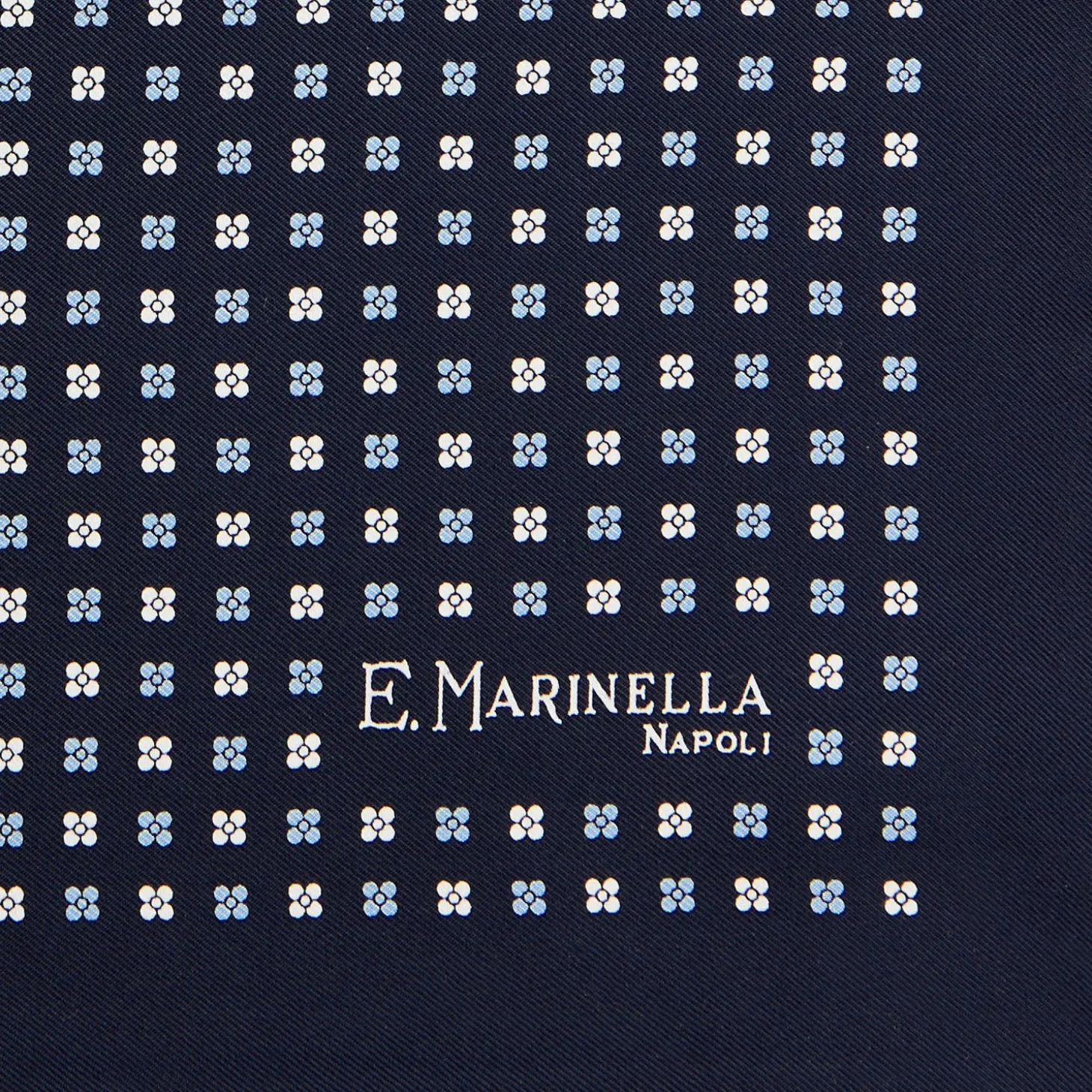 POCHETTE DA TASCHINO IN SETA STAMPATA A MANO BLU SCURO Microfantasia fiore