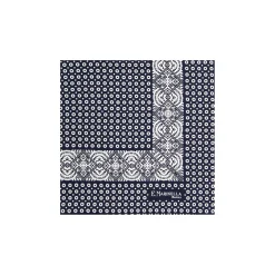 POCHETTE DA TASCHINO IN SETA STAMPATA A MANO BLU SCURO Microfantasia fiore