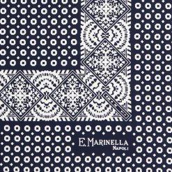 POCHETTE DA TASCHINO IN SETA STAMPATA A MANO BLU SCURO Microfantasia fiore