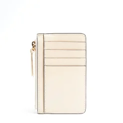 PORTA CARTE DI CREDITO BEIGE In pelle con zip