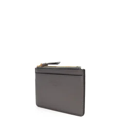 PORTA CARTE DI CREDITO GRIGIO In pelle con zip