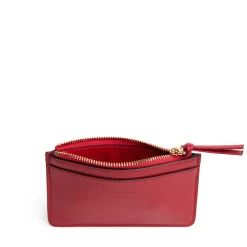 PORTA CARTE DI CREDITO ROSSO In pelle con zip