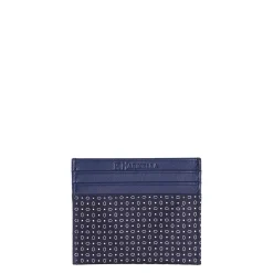 PORTACARTE DI CREDITO SETA E PELLE BLU SCURO 5 scomparti