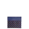 PORTACARTE DI CREDITO SETA E PELLE BLU SCURO 5 scomparti