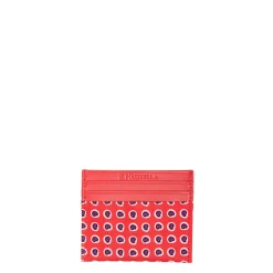 PORTACARTE DI CREDITO SETA E PELLE ROSSO 5 scomparti