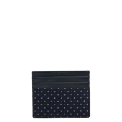 PORTACARTE DI CREDITO SETA E PELLE BLU SCURO 5 scomparti