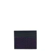 PORTACARTE DI CREDITO SETA E PELLE BLU SCURO 5 scomparti