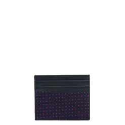 PORTACARTE DI CREDITO SETA E PELLE BLU SCURO 5 scomparti