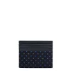 PORTACARTE DI CREDITO SETA E PELLE BLU SCURO 5 scomparti