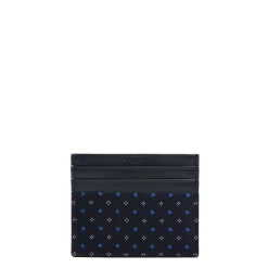 PORTACARTE DI CREDITO SETA E PELLE BLU SCURO 5 scomparti