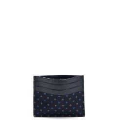 PORTACARTE DI CREDITO SETA E PELLE BLU SCURO 5 scomparti