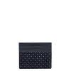 PORTACARTE DI CREDITO SETA E PELLE BLU SCURO 5 scomparti