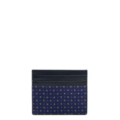 PORTACARTE DI CREDITO SETA E PELLE BLU SCURO 5 scomparti