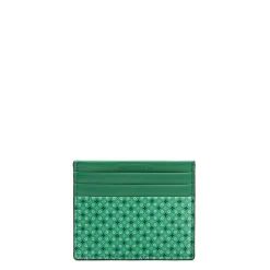 PORTACARTE DI CREDITO SETA E PELLE VERDE CHIARO 5 scomparti