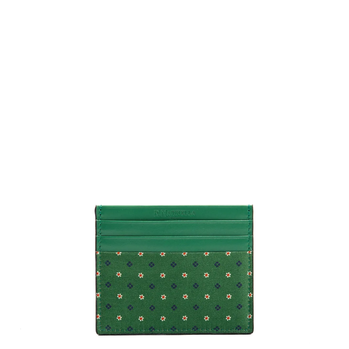 PORTACARTE DI CREDITO SETA E PELLE VERDE CHIARO 5 scomparti