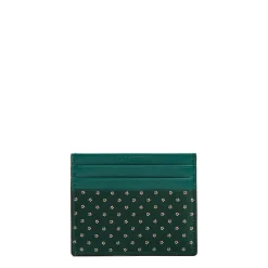 PORTACARTE DI CREDITO SETA E PELLE VERDE SCURO 5 scomparti