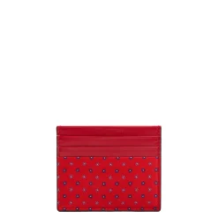 PORTACARTE DI CREDITO SETA E PELLE ROSSO 5 scomparti