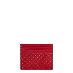 PORTACARTE DI CREDITO SETA E PELLE ROSSO 5 scomparti