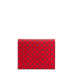 PORTACARTE PIEGHEVOLE IN SETA PELLE ROSSO 10 scomparti