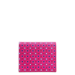 PORTACARTE PIEGHEVOLE IN SETA PELLE FUCSIA 10 scomparti
