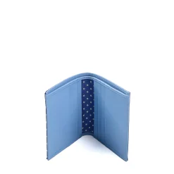 PORTAFOGLIO PICCOLO BLU In seta e pelle
